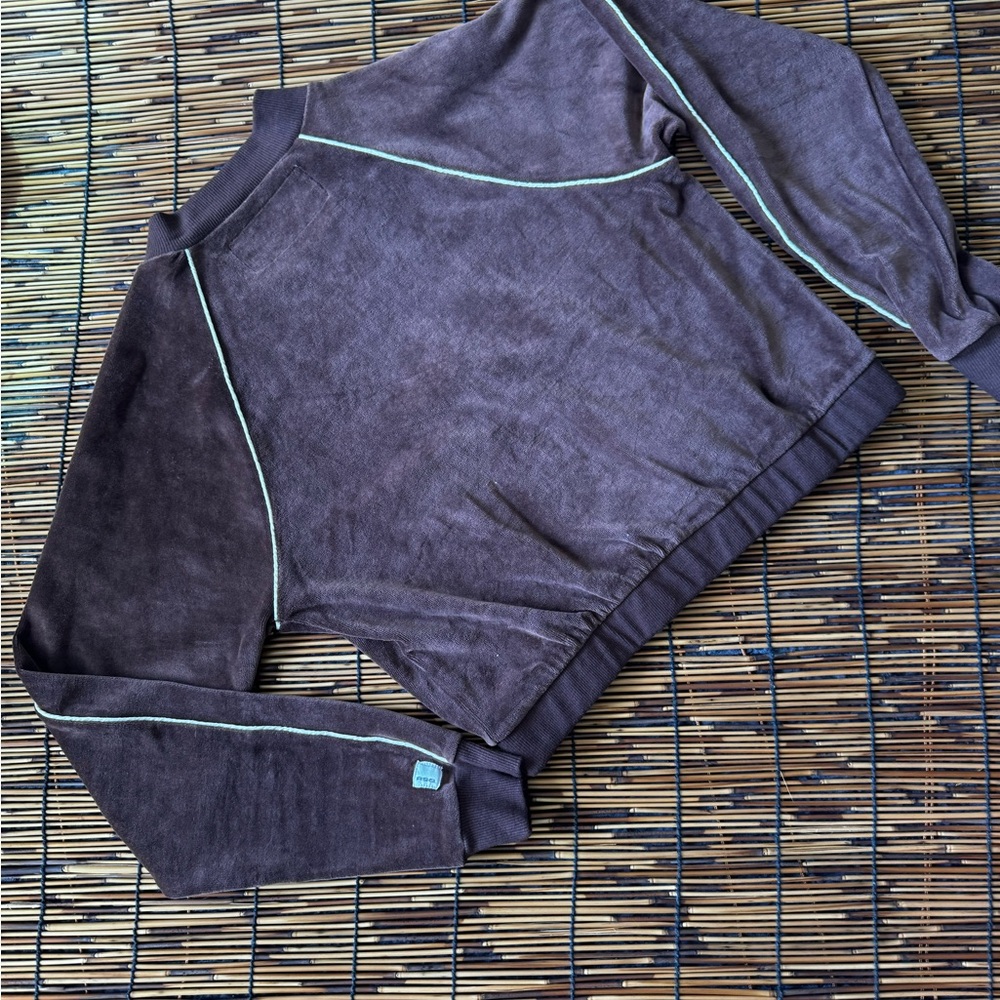 RSQ Milk Chocolate Piped Velour Track Jacket -‎ Size Medium EUC - Picture 7 of 7